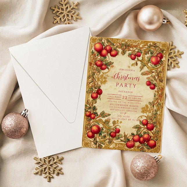 Antique Winter Berry Celebration Invitation (Creator Uploaded)