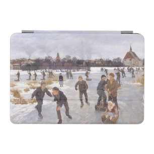 Antique Winter Ice Skating Scene Village Fine Art iPad Mini Cover