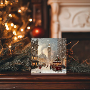Antique Winter in London Christmas Holiday Card