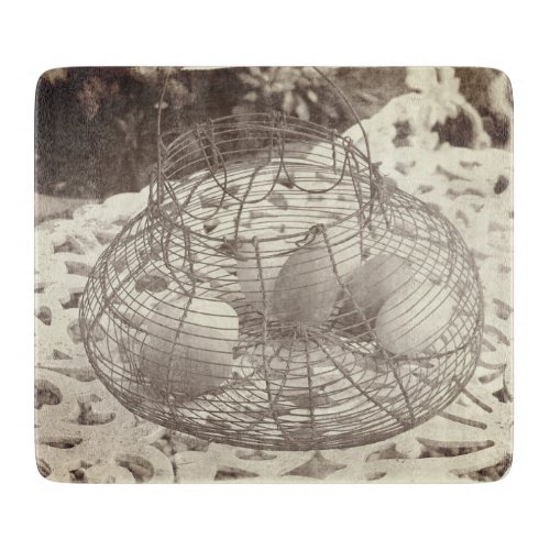 Antique Wire Egg Basket Cutting Board