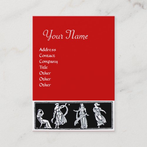 ANTIQUE WOMAN FASHION MONOGRAM  Red Black White Business Card