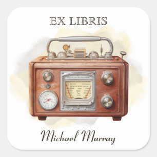 Antique Wood Radio Bookplate
