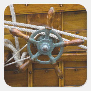 Antique Wooden Boat Square Sticker