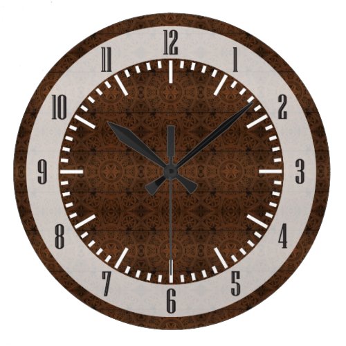 Antique Wooden Cabinet Tiled Symmetry Pattern Large Clock