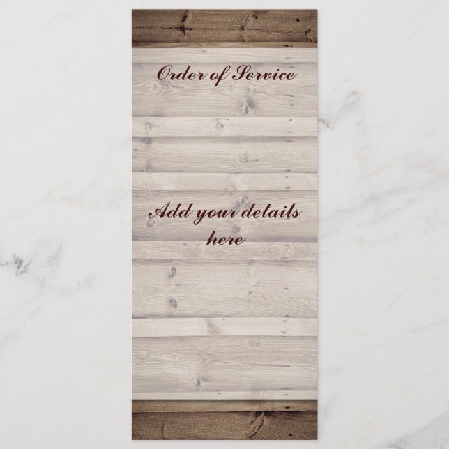 Antique Wooden Order of Service Card (Front)