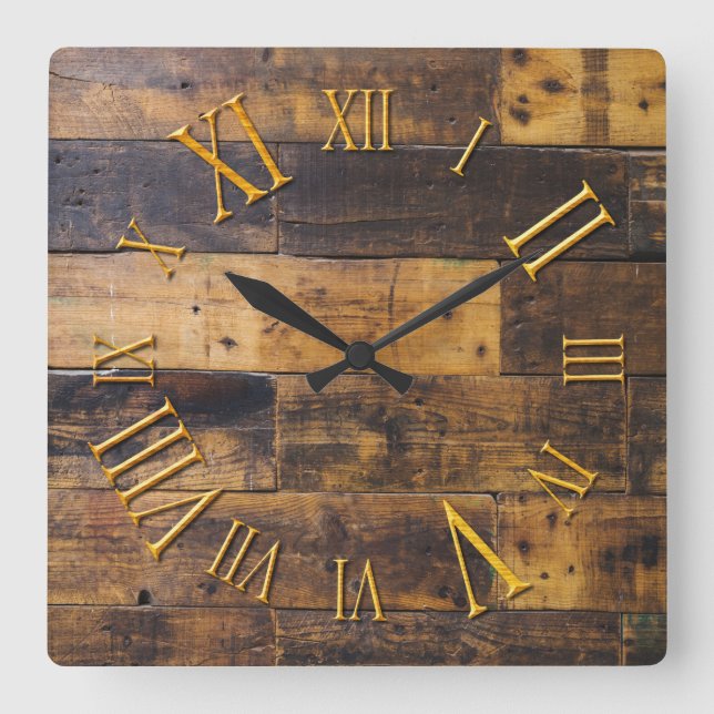Antique Wooden Roman Numeral Round Wall Clock (Front)
