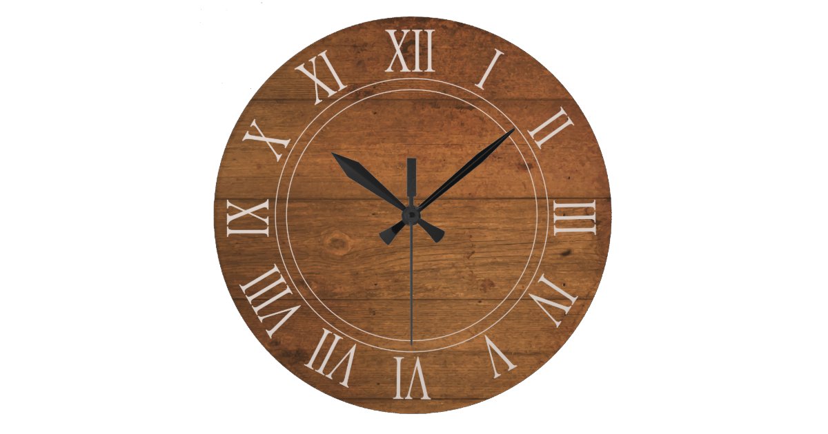 Antique Wooden Roman Numeral Round Wall Clock