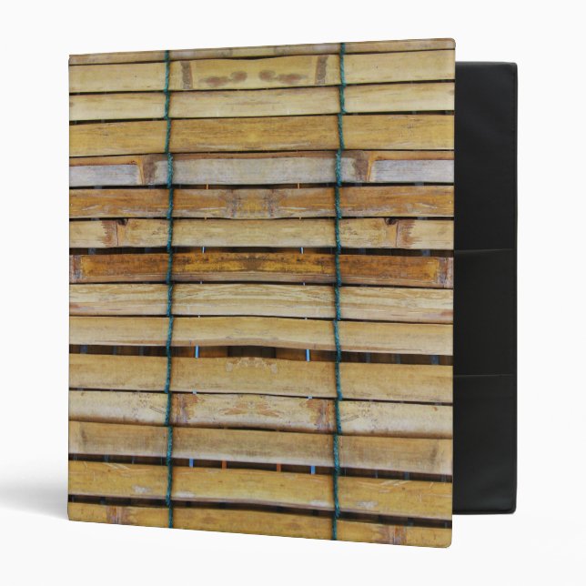 Antique Wooden Timber Wood Slats 3 Ring Binder (Front/Inside)