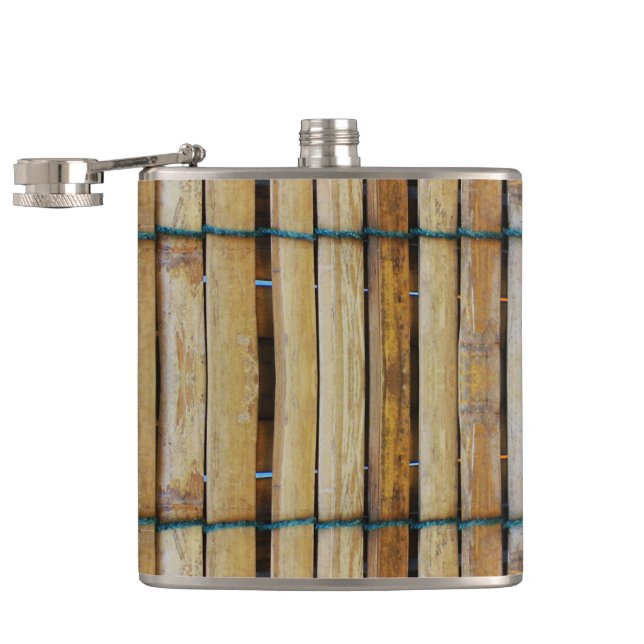 Antique Wooden Timber Wood Slats Flask (Opened)
