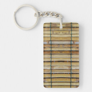 Antique Wooden Timber Wood Slats Keychain