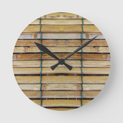 Antique Wooden Timber Wood Slats Round Clock