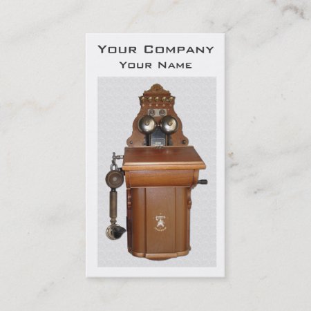 Antique Wooden Wall Telephone Business Card