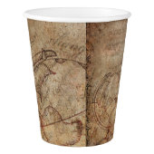 Antique World Globe Rustic Brown Paper Cups (Left)