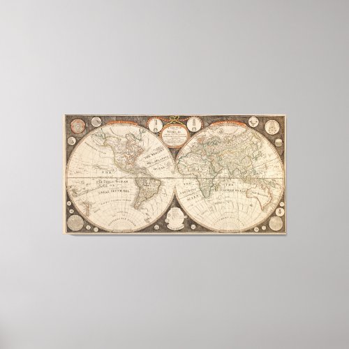 Antique World Map 1799 Thomas Kitchen Canvas Print