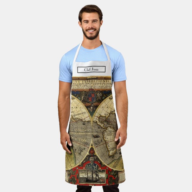Antique World Map #2 Apron (Worn)