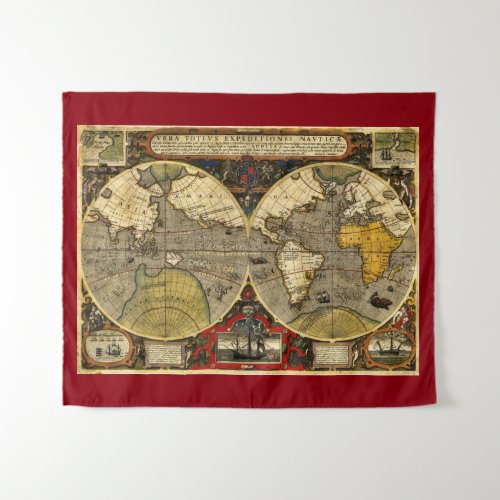 Antique World Map 2 Canvas Print Tapestry