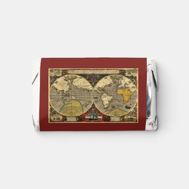 Antique World Map #2 Hershey's Miniatures (Front)