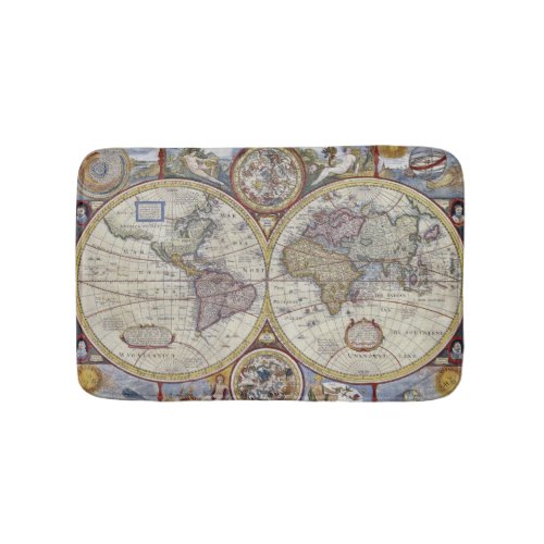 Antique World Map 3 Bathroom Mat