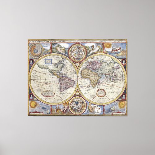 Antique World Map 3 Canvas Print