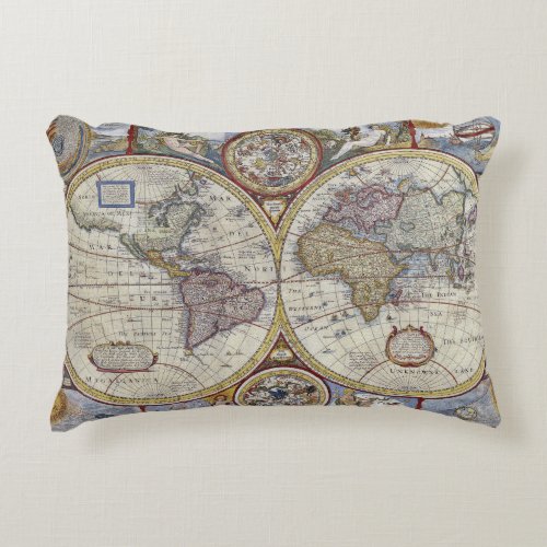 Antique World Map 3 Decorative Pillow