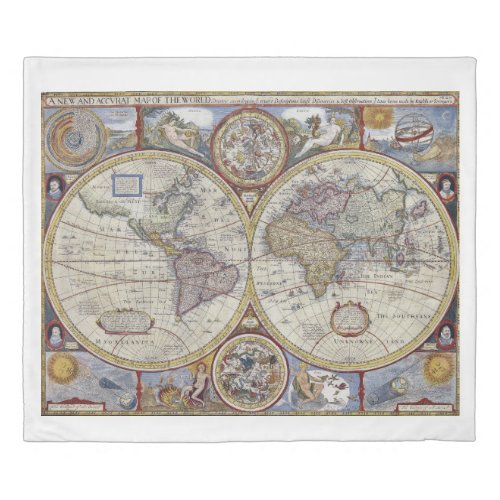 Antique World Map 3 Duvet Cover