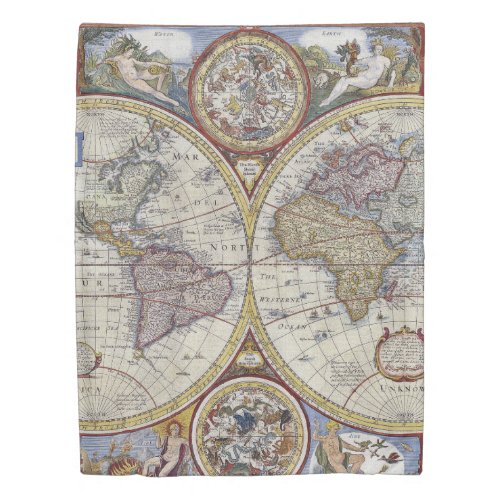 Antique World Map 3 Duvet Cover