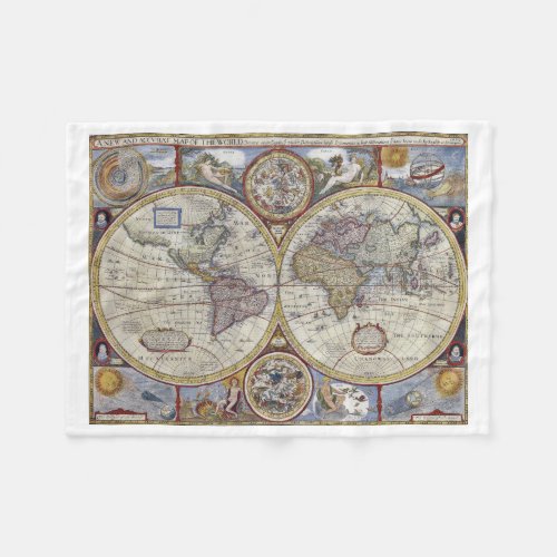 Antique World Map 3 Fleece Blanket