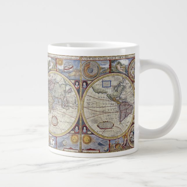 Antique World Map #3 Giant Coffee Mug (Right)