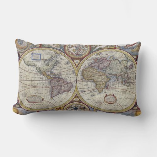 Antique World Map 3 Lumbar Pillow