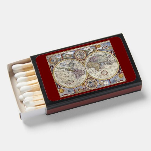 Antique World Map 3 Matchboxes