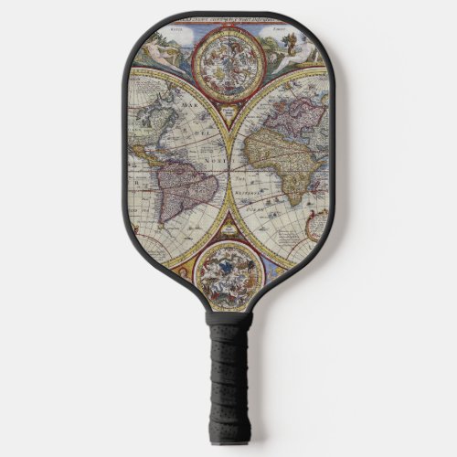 Antique World Map 3 Pickleball Paddle