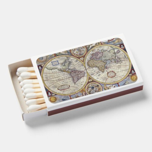 Antique World Map 3 Pickleball Paddle Matchboxes