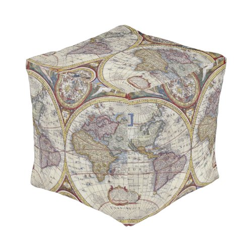 Antique World Map 3 Pouf