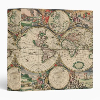 Antique World Map 3 Ring Binder by ArtisticallyHome at Zazzle