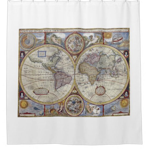 Antique World Map 3 Shower Curtain