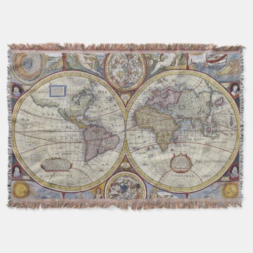 Antique World Map 3 Throw Blanket