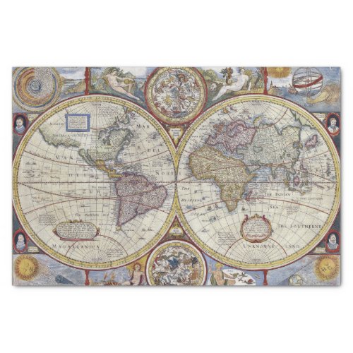 Antique World Map 3 Tissue Paper
