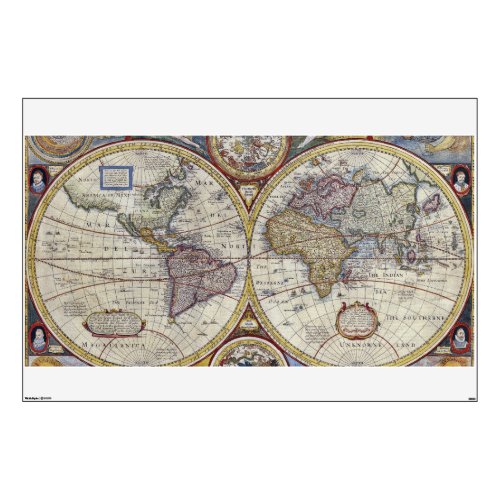 Antique World Map 3 Wall Decal