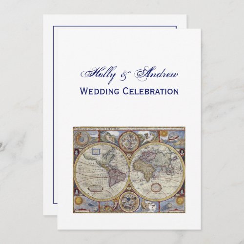 Antique World Map 3 Wedding Invitation