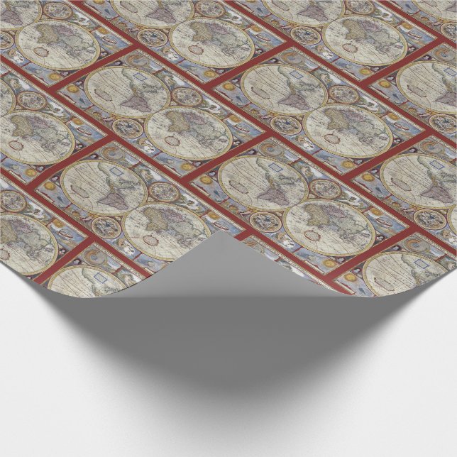 Antique World Map #3 Wrapping Paper (Corner)