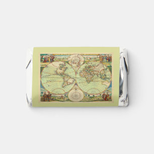Antique World Map #4 Hershey's Miniatures