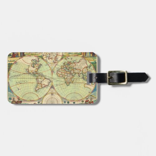 Antique World Map 4 Luggage Tag