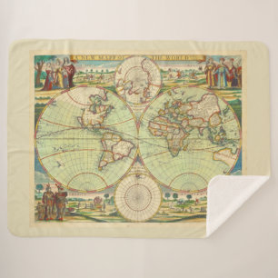 Antique World Map #4 Sherpa Blanket