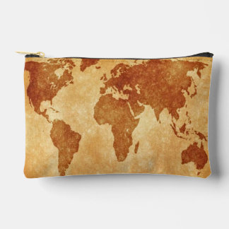 Antique World Map Accessory Pouch