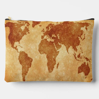 Antique World Map Accessory Pouch