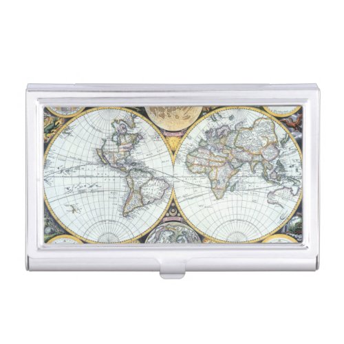 Antique World Map Atlas Maritimus by John Seller Case For Business Cards