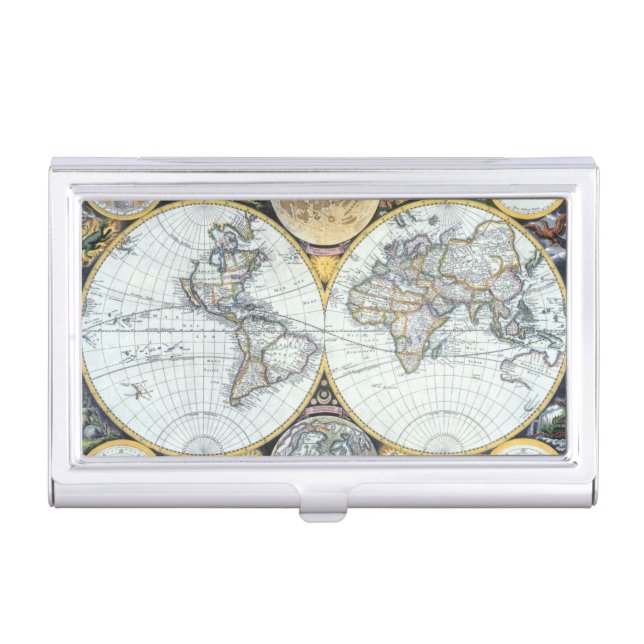 Antique World Map, Atlas Maritimus by John Seller Case For Business Cards (Front)