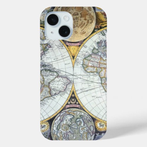 Antique World Map Atlas Maritimus by John Seller iPhone 15 Case