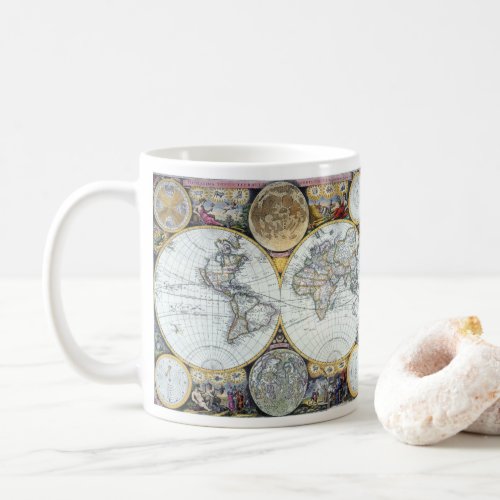 Antique World Map Atlas Maritimus by John Seller Coffee Mug