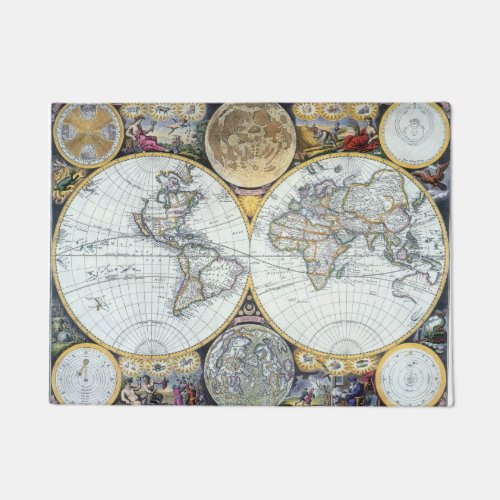 Antique World Map Atlas Maritimus by John Seller Doormat